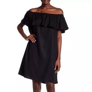 BEACH LUNCH LOUNGE Small Tova Dress Black Ruffle